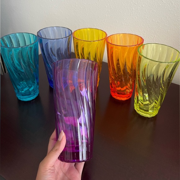 Multi colored, tall drinking glasses, 6 total - Picture 3 of 4